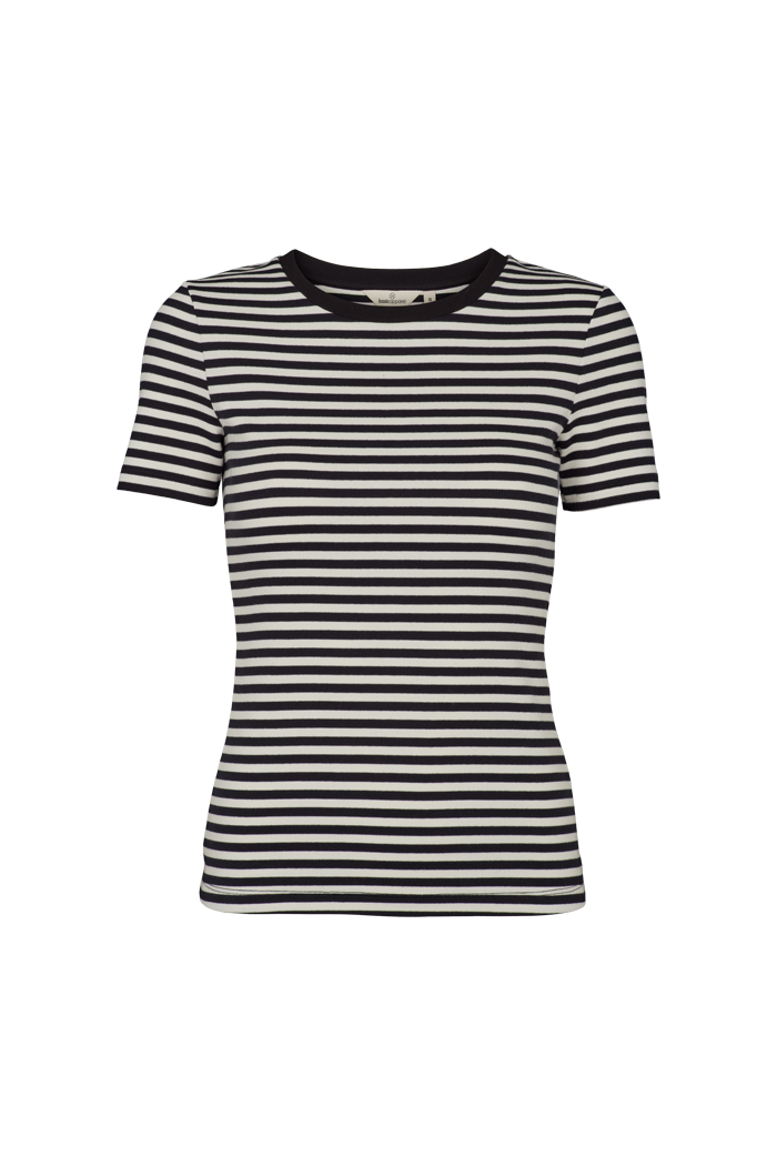 Basic Apparel Ludmilla O-Neck T-shirts 700 Whisper White/ Black/ Black Trim